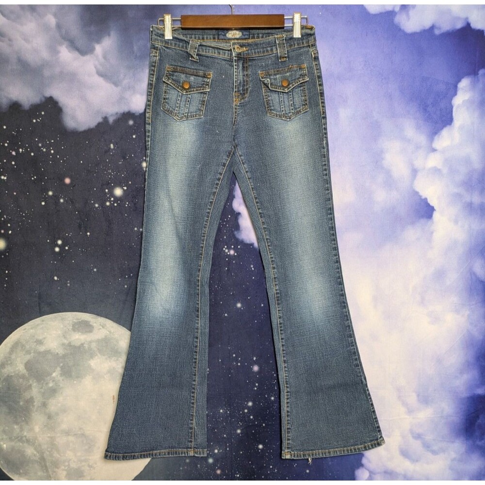Y2K Low Rise Flare Jeans Size 5 Festival Wide Leg Denim 2000s Just USA Grunge